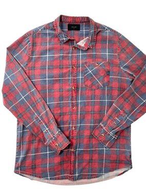 ROLLA'S Faded Plaid Button Down Shirt Long Sleeve Cotton Red size Large